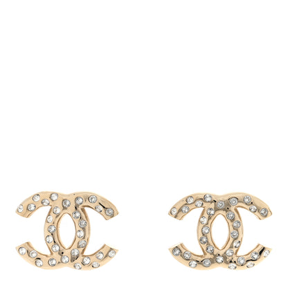 Chanel Metal Crystal CC Earrings Gold 1 of 5
