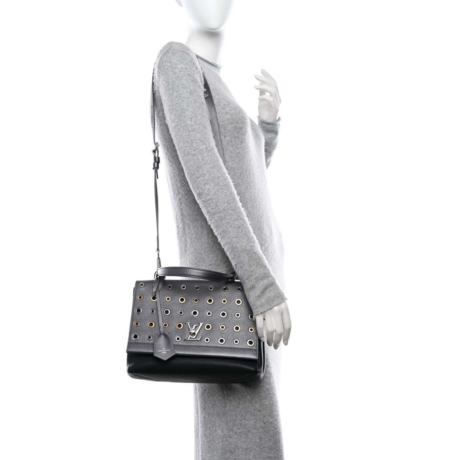 Louis Vuitton LOUIS VUITTON Soft Calfskin Eyelet Lockme II Top Handle Gris Silver 2 of 12