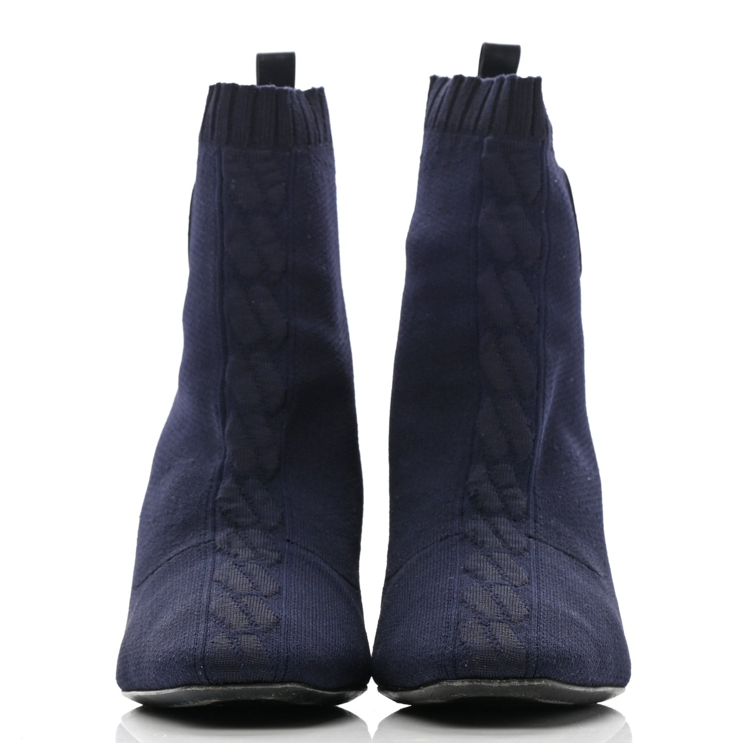 Knit Calfskin Volver Ankle Boots 38.5 Bleu Diplomatique