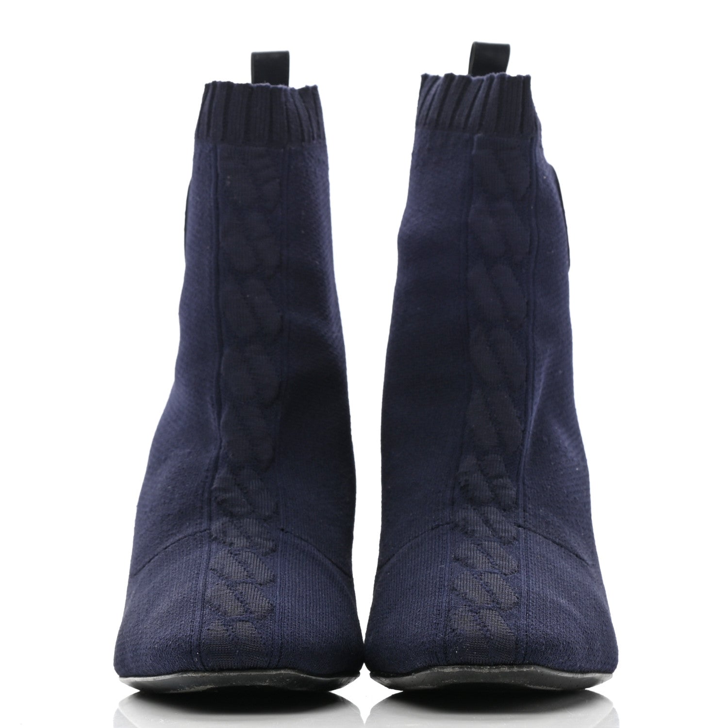 Hermes Knit Calfskin Volver Ankle Boots 38.5 Bleu Diplomatique 2 of 12