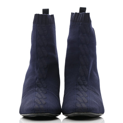 Hermes Knit Calfskin Volver Ankle Boots 38.5 Bleu Diplomatique 2 of 12