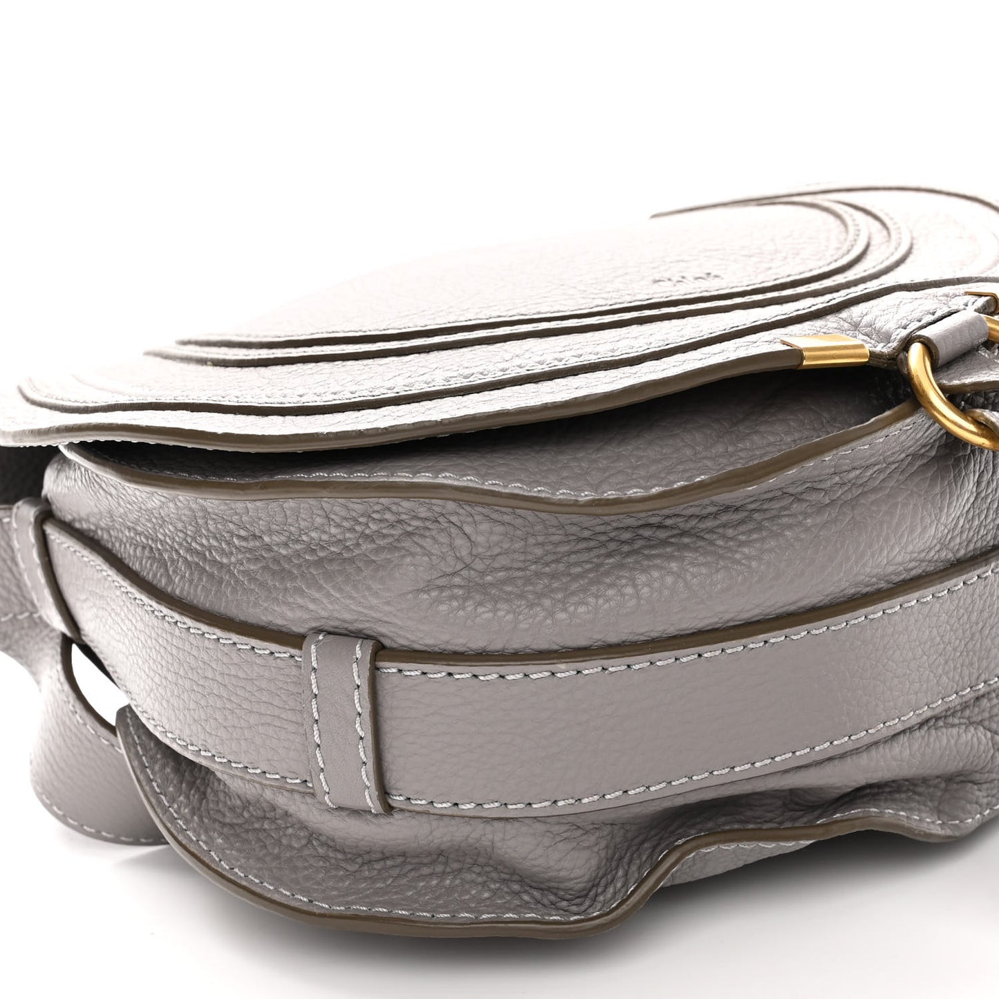 Calfskin Medium Marcie Round Crossbody Bag Cashmere Grey