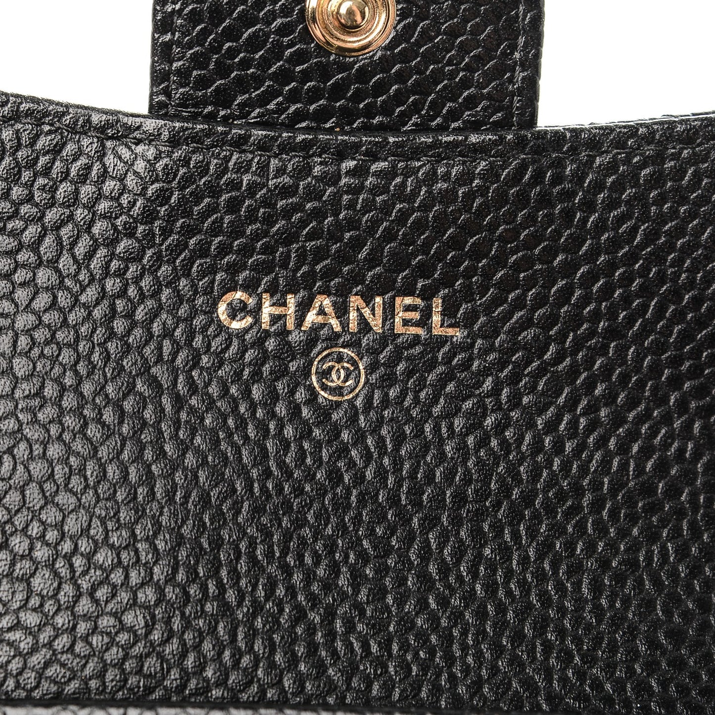 Caviar Quilted Flap Card Holder Black