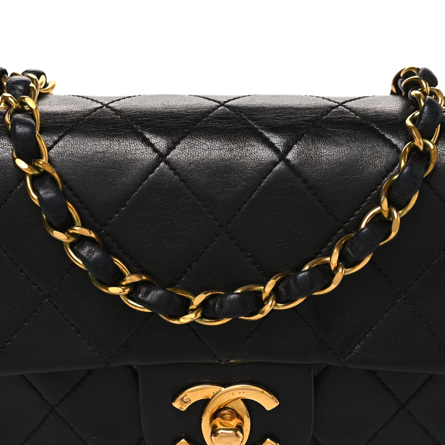 Lambskin Quilted Mini Square Flap Bag Black