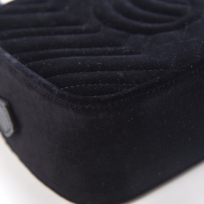 Gucci Velvet Matelasse Small GG Marmont Chain Shoulder Bag Black 11 of 13