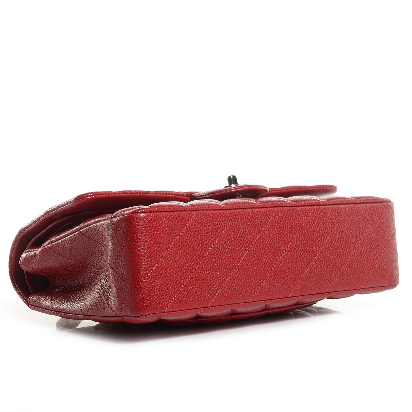 Caviar Medium Double Flap Dark Red