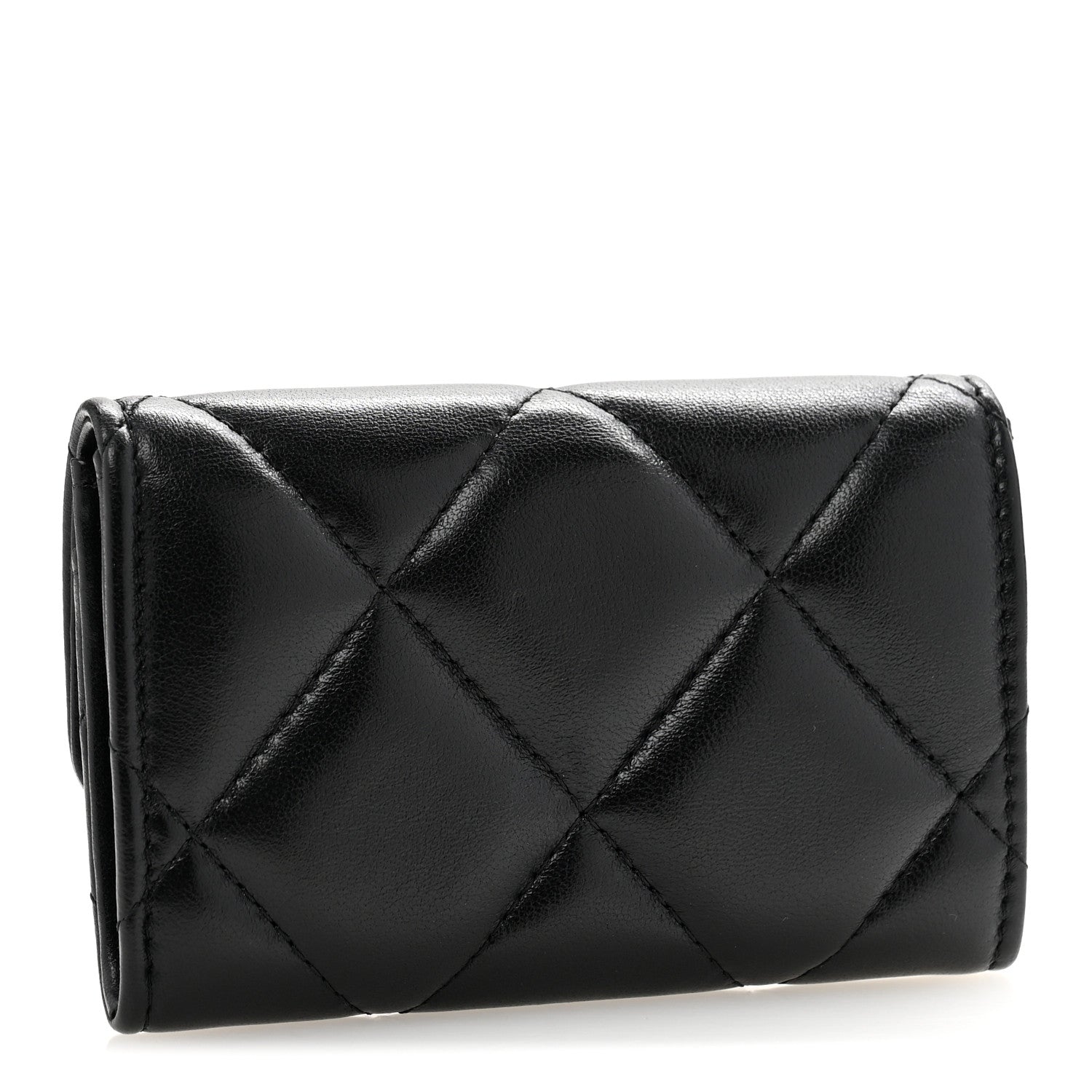 Chanel Lambskin Quilted Chanel 19 Flap Card Holder Black 3 of 12