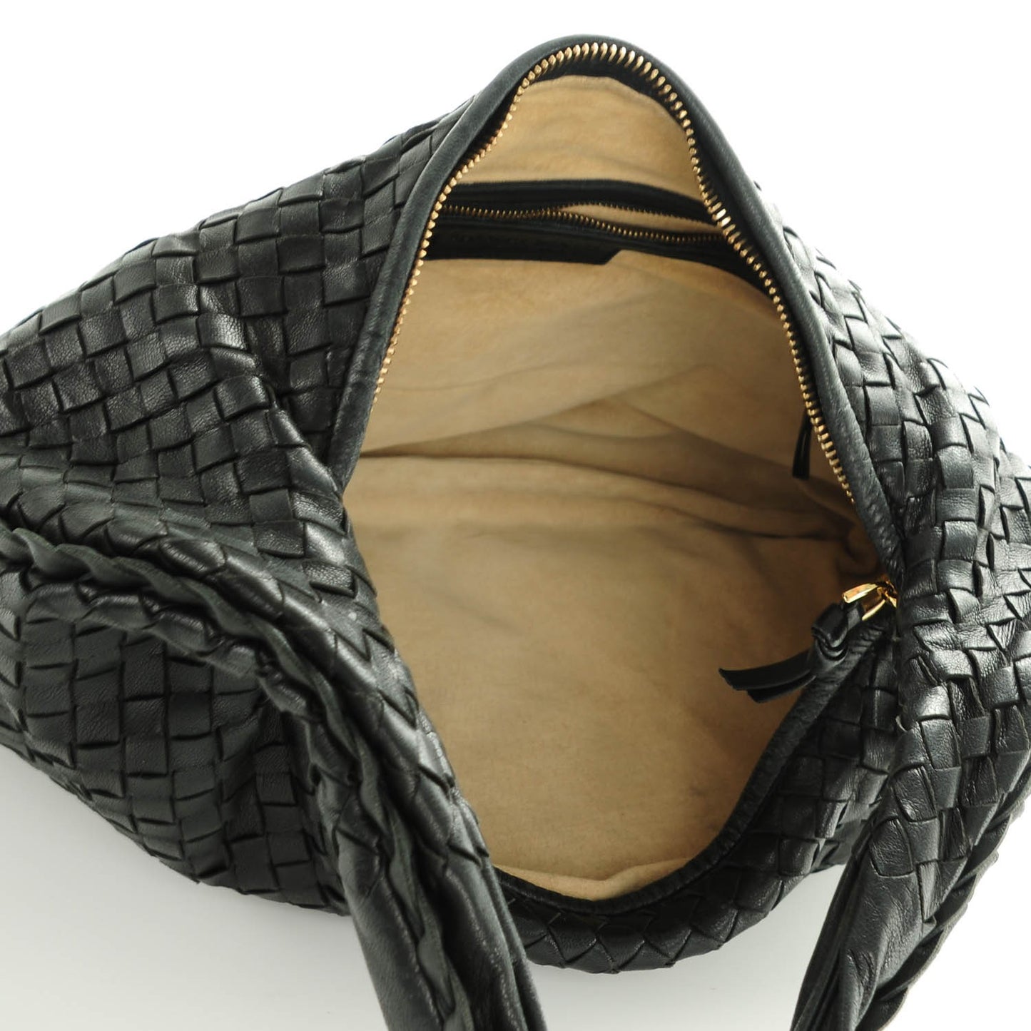 Nappa Intrecciato Large Veneta Hobo Nero Black