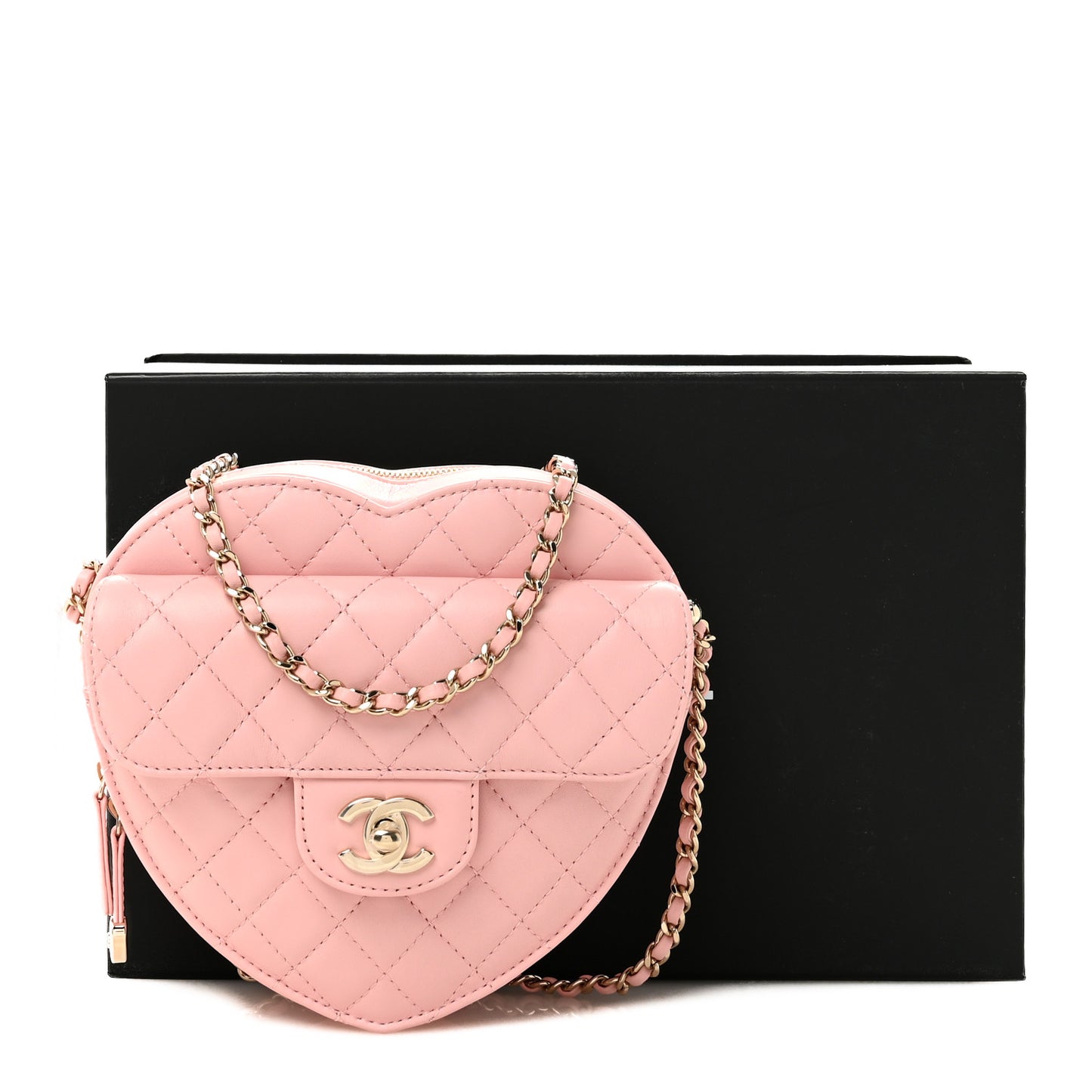Lambskin Quilted Large CC In Love Heart Bag Light Pink