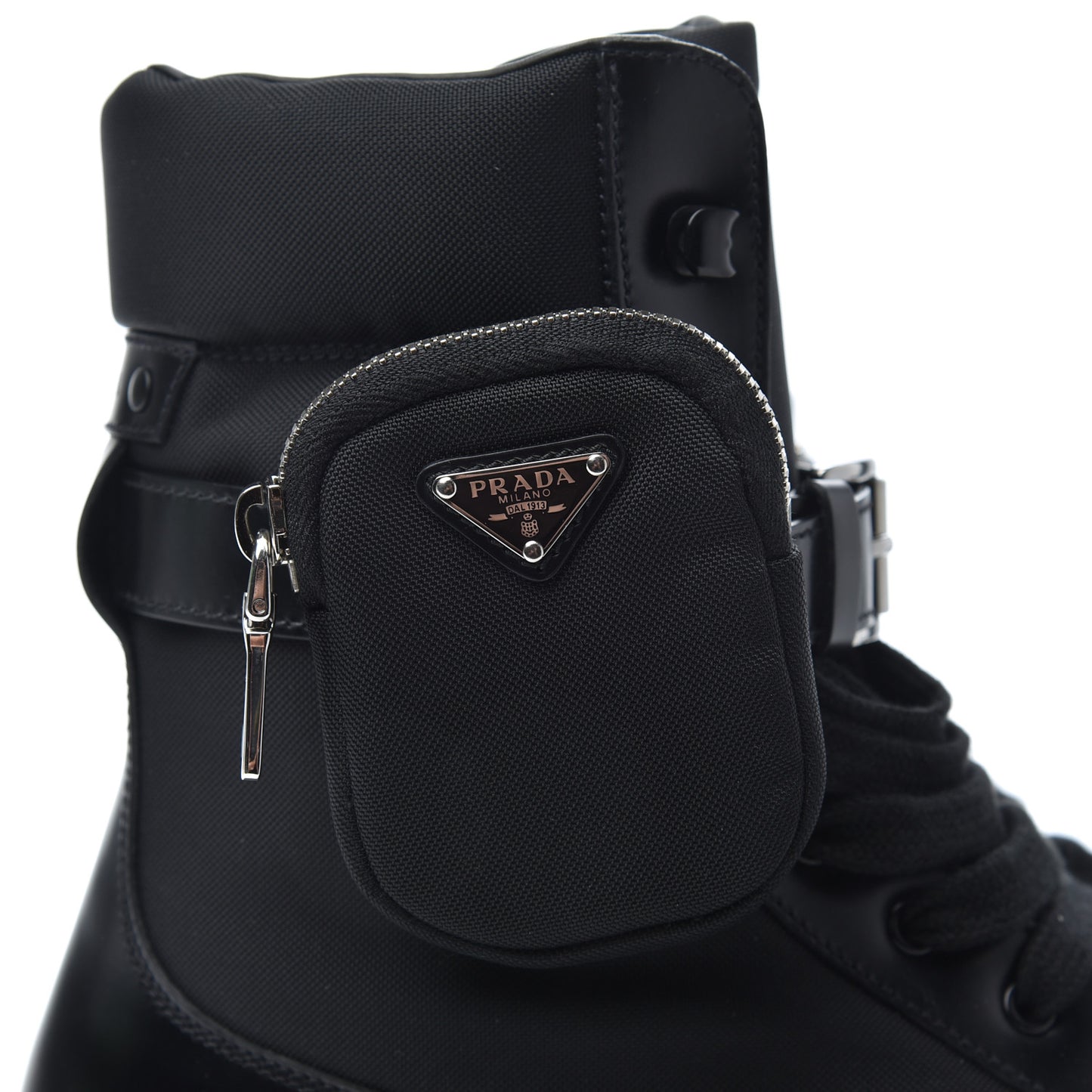 Spazzolato Roi Technical Nylon Metal Triangle Logo Mens Pouch Pocket Combat Boots 9.5 Black
