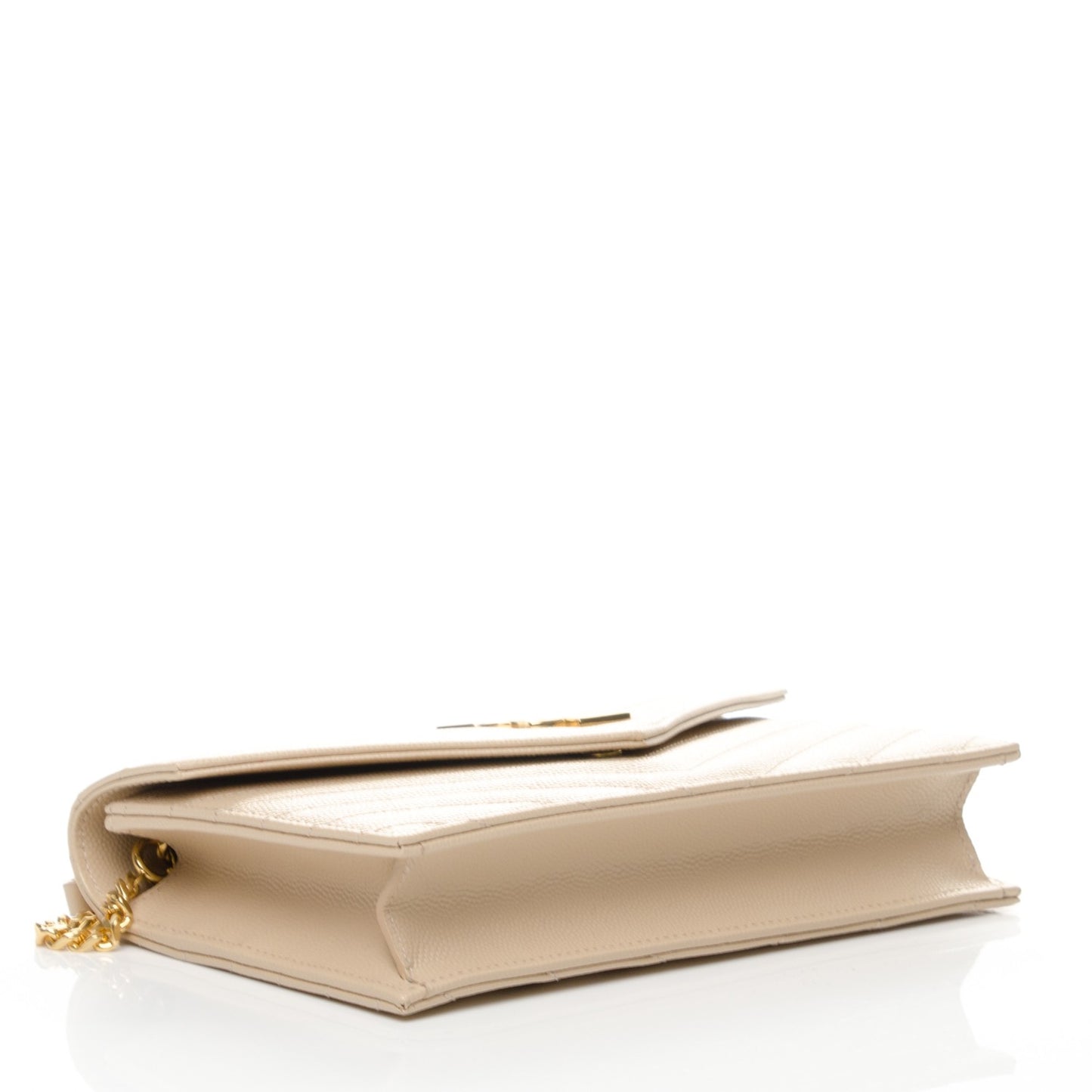Grain De Poudre Matelasse Chevron Monogram Envelope Chain Wallet Nude Powder
