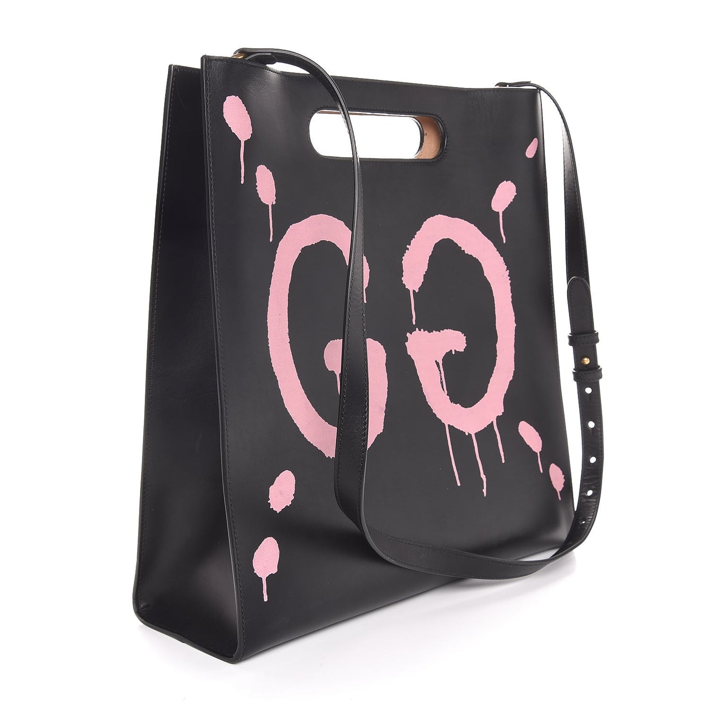 Calfskin GucciGhost Real Medium XL Tote Black Pink