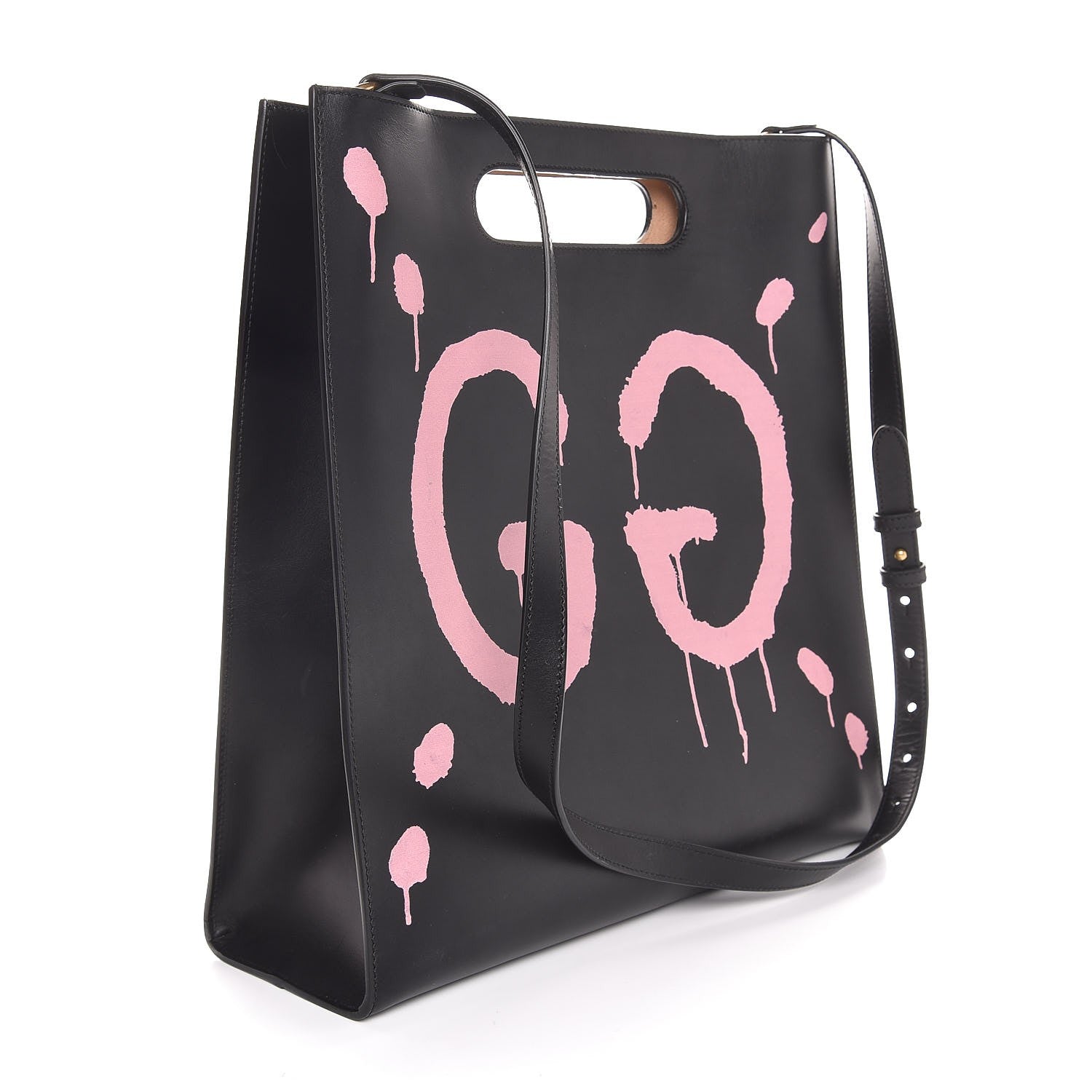 Gucci Calfskin GucciGhost Real Medium XL Tote Black Pink 3 of 6