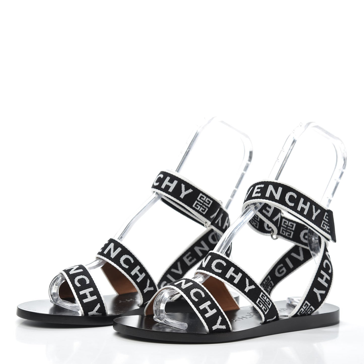Grosgrain Cross Logo Ankle Strap Sandals 38 Black White