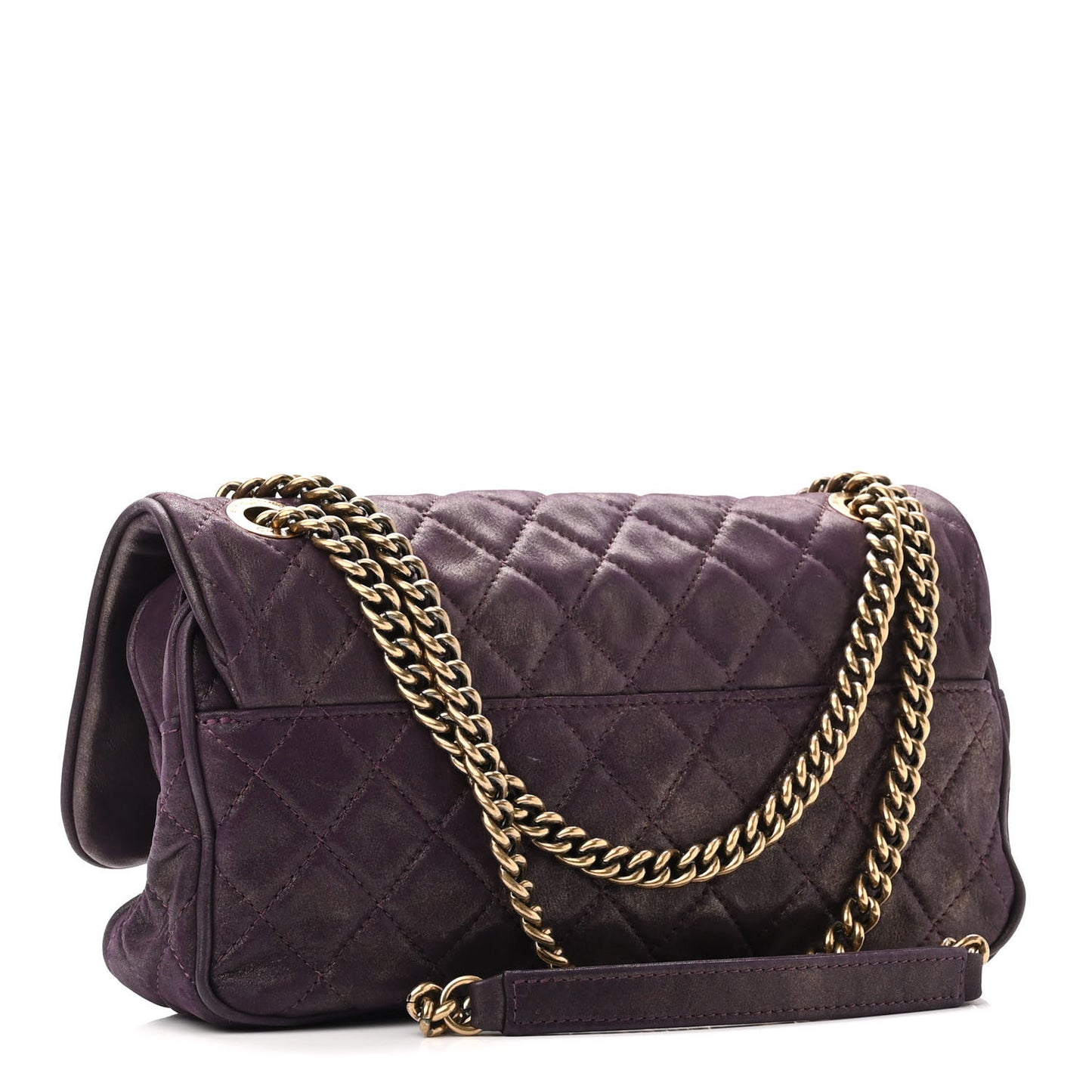 Iridescent Calfskin Quilted Small Shiva Flap Purple