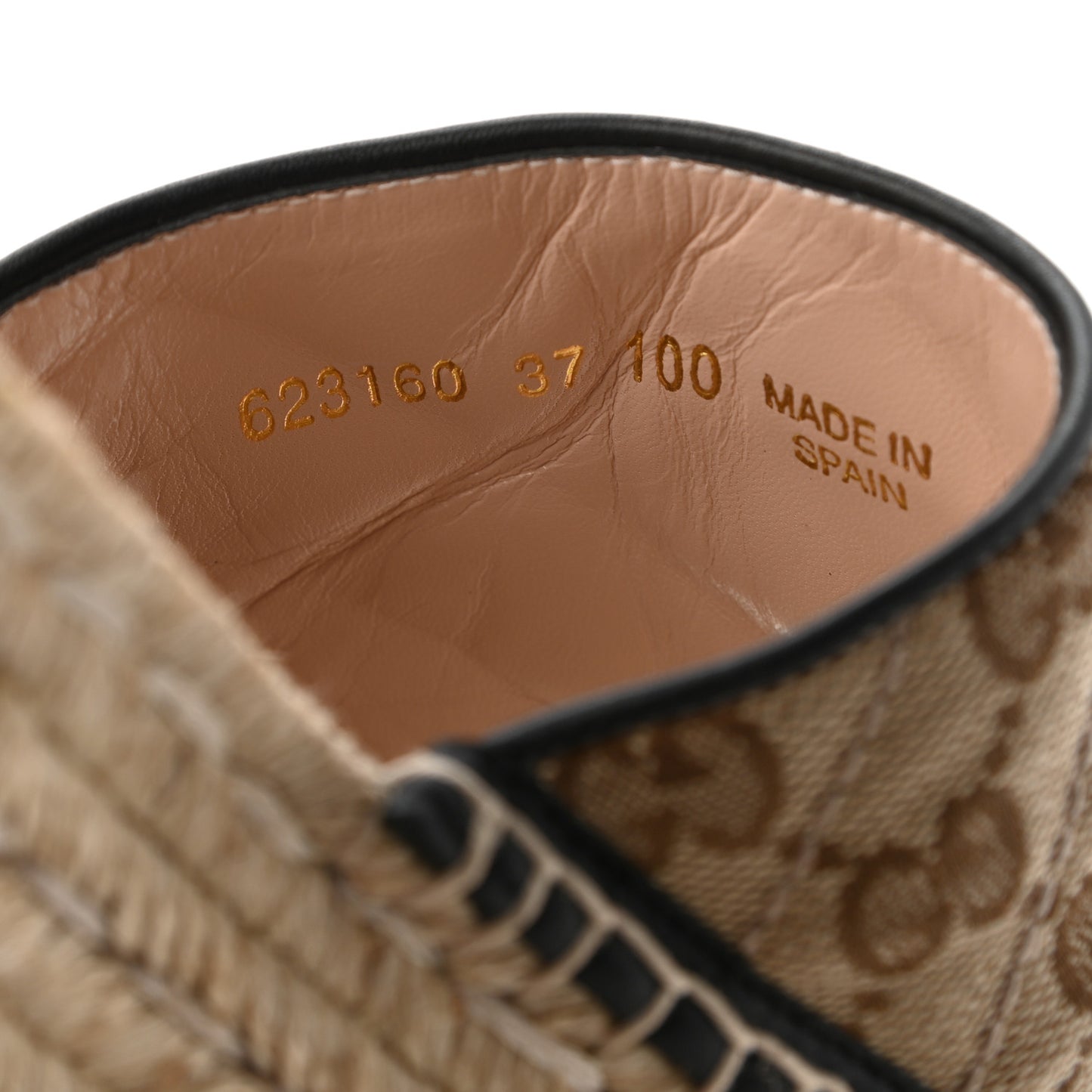 Monogram Matelasse Diagonal GG Marmont Platform Espadrille Slide Sandals 38 Beige Ebony Black