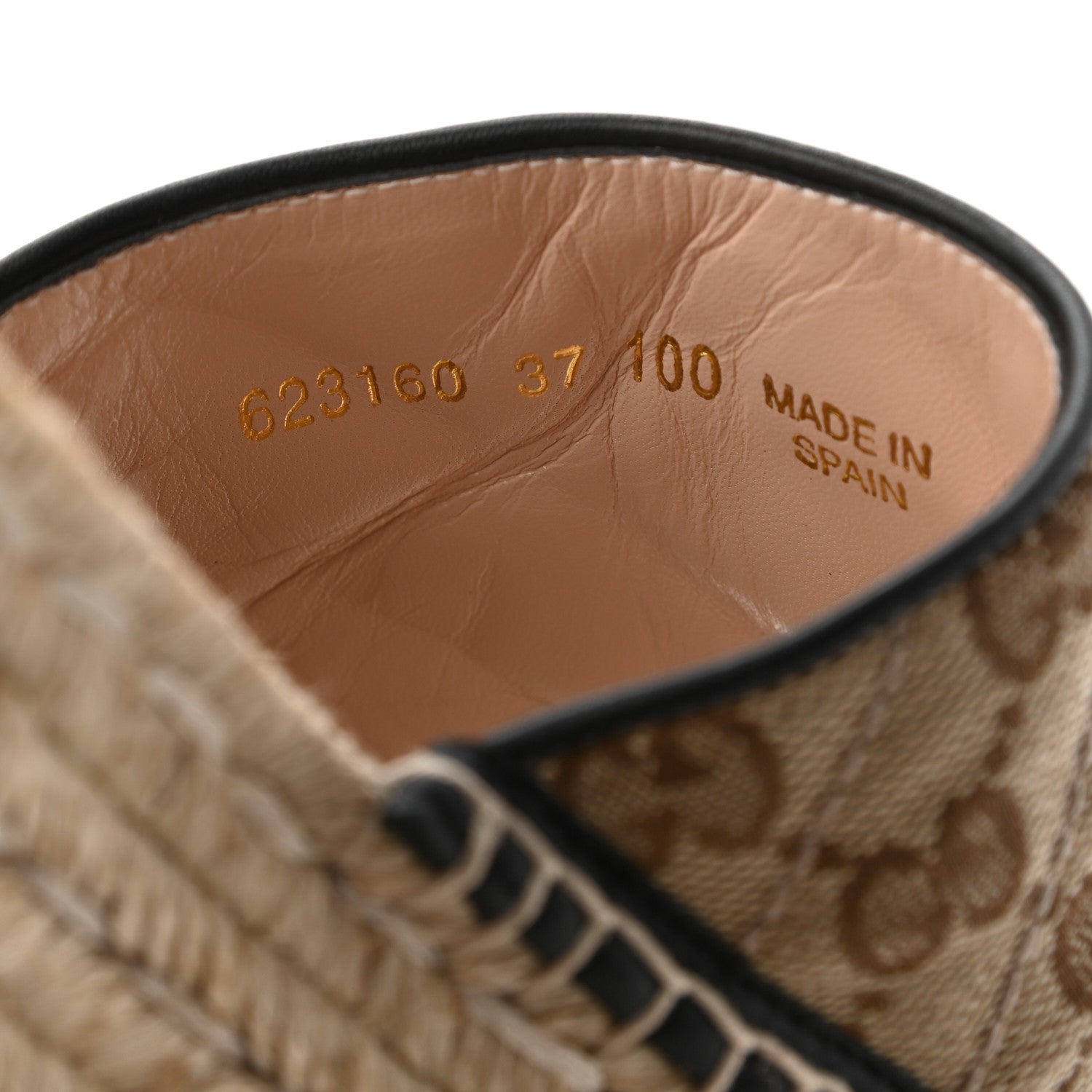 Gucci Monogram Matelasse Diagonal GG Marmont Platform Espadrille Slide Sandals 38 Beige Ebony Black 8 of 8