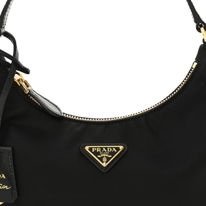 Prada Tessuto Nylon Saffiano Mini Re-Edition 2005 Bag Black 9 of 12
