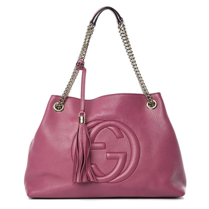Gucci Pebbled Calfskin Medium Soho Chain Shoulder Bag Peonia Flower 1 of 13