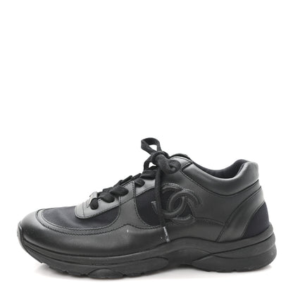 Chanel Lambskin Fabric CC Uniform Sneakers 39.5 Black 1 of 9