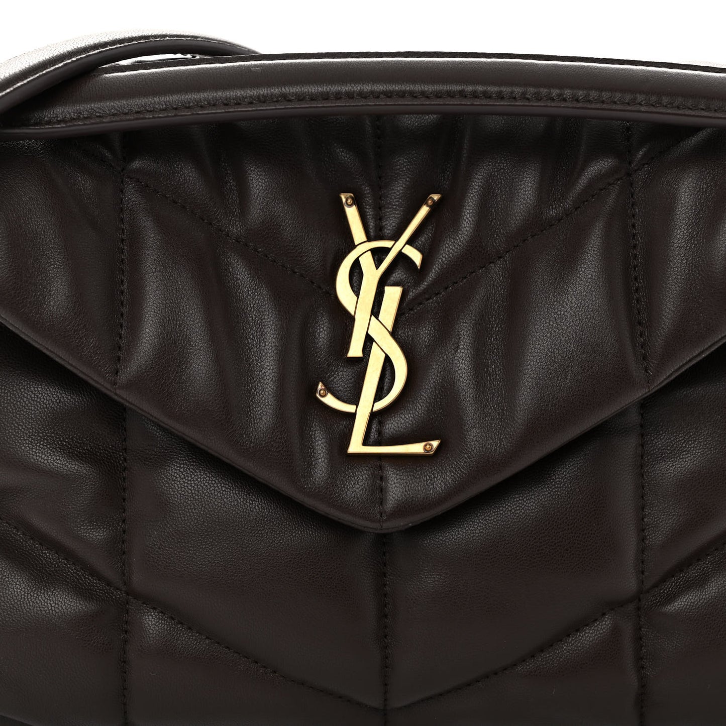 Lambskin Quilted Small Loulou Puffer Monogram Chain Satchel Dark Ganache