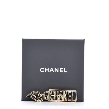 Chanel Crystal Lighter Brooch Black Gold 5 of 5