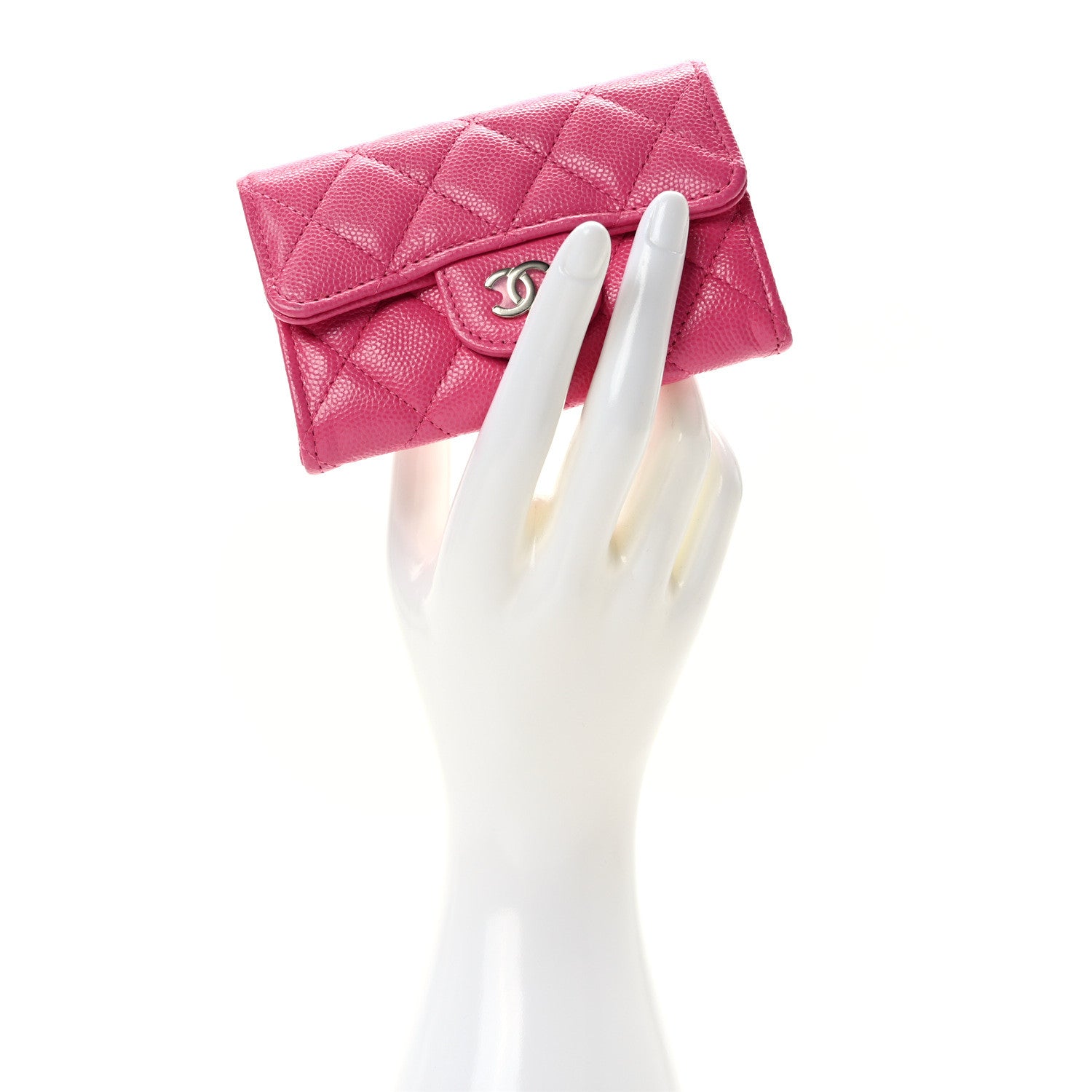 Chanel Caviar Quilted Flap Card Holder Wallet Pink 2 of 8