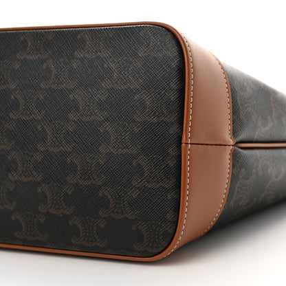 Celine Triomphe Canvas Calfskin Small Cabas Bag Tan 10 of 13