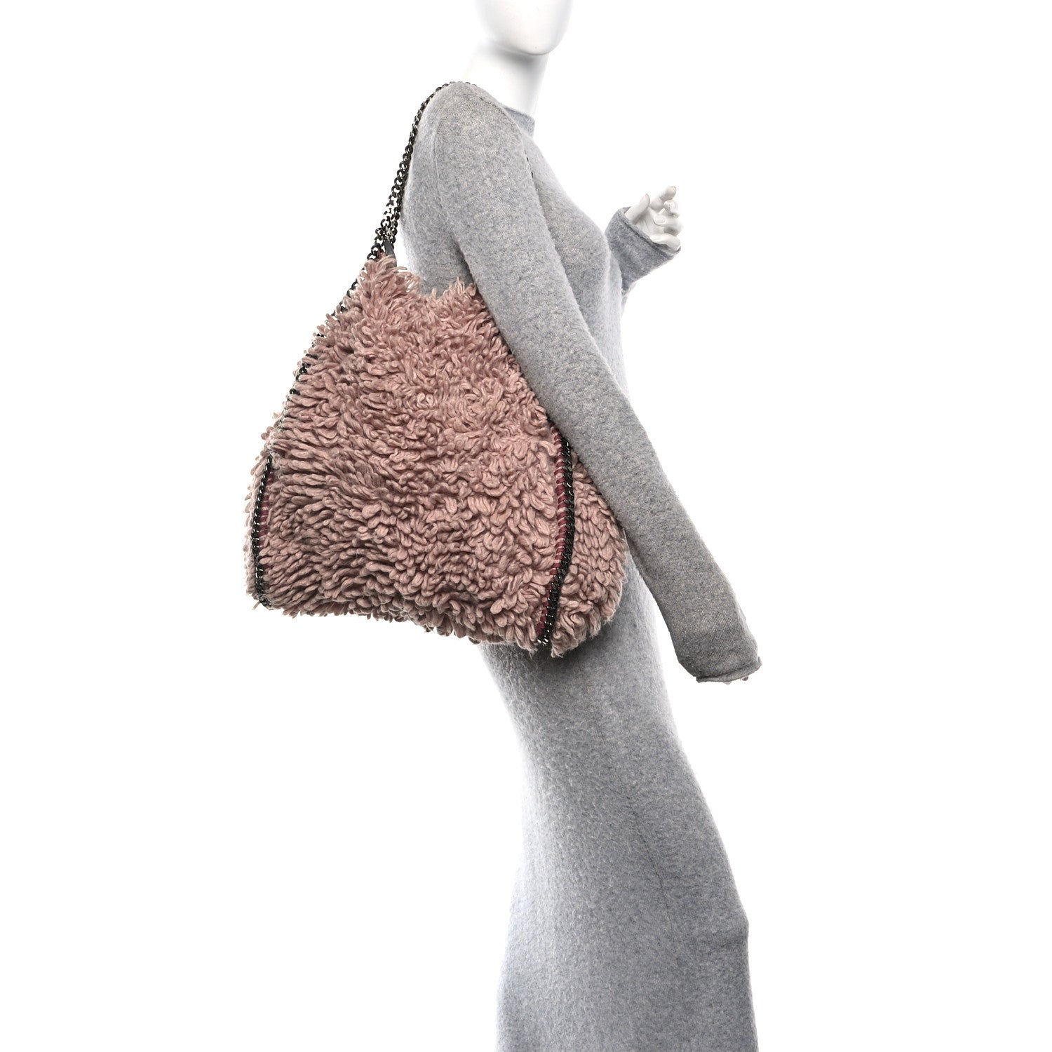 Stella McCartney Wool Fur Small Falabella Tote Pink 2 of 9