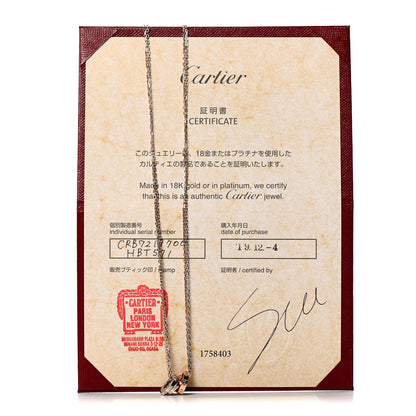 Cartier 18K White Pink Gold Diamond Three Ring LOVE Pendant Necklace 8 of 8