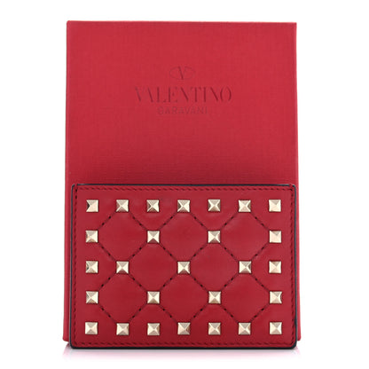 Valentino Garavani Lambskin Rockstud Spike Card Holder Red 10 of 10