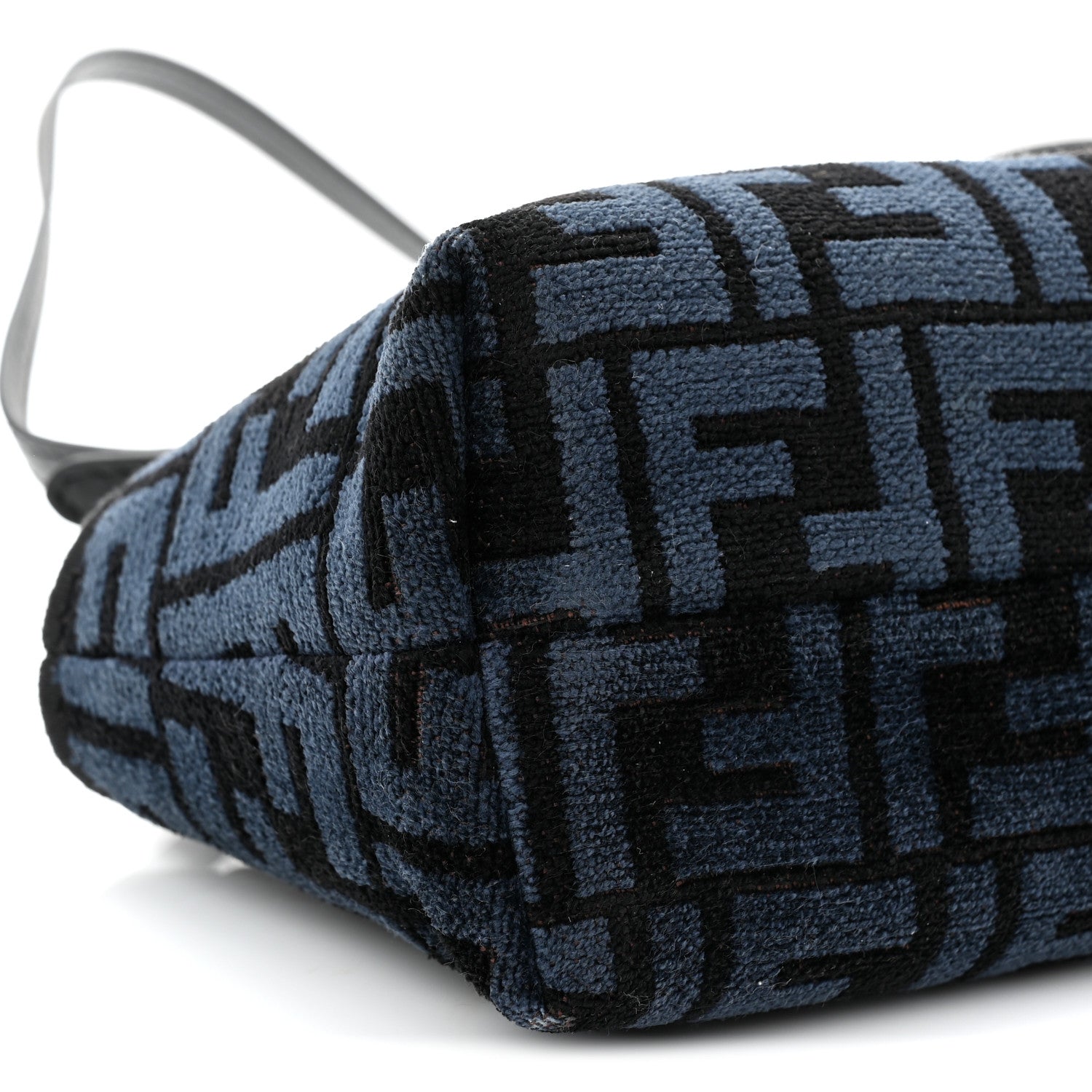 Fendi Chenille Vitello King Plexiglass FF Mini By The Way Top Handle Boston Bag Blue Black 9 of 10