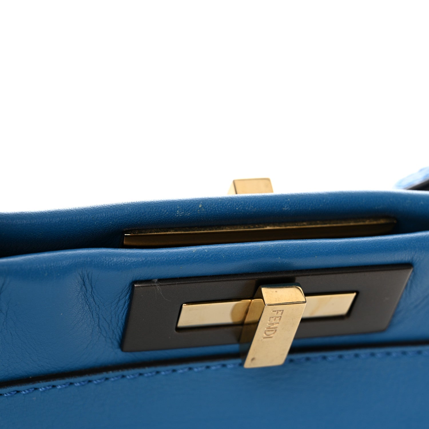 Fendi Vitello Seta Medium Peekaboo Iconic Satchel Blue Royal 12 of 12