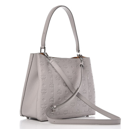MCM Calfskin Ottomar Monogram Sarah Convertible Hobo Dove 4 of 8