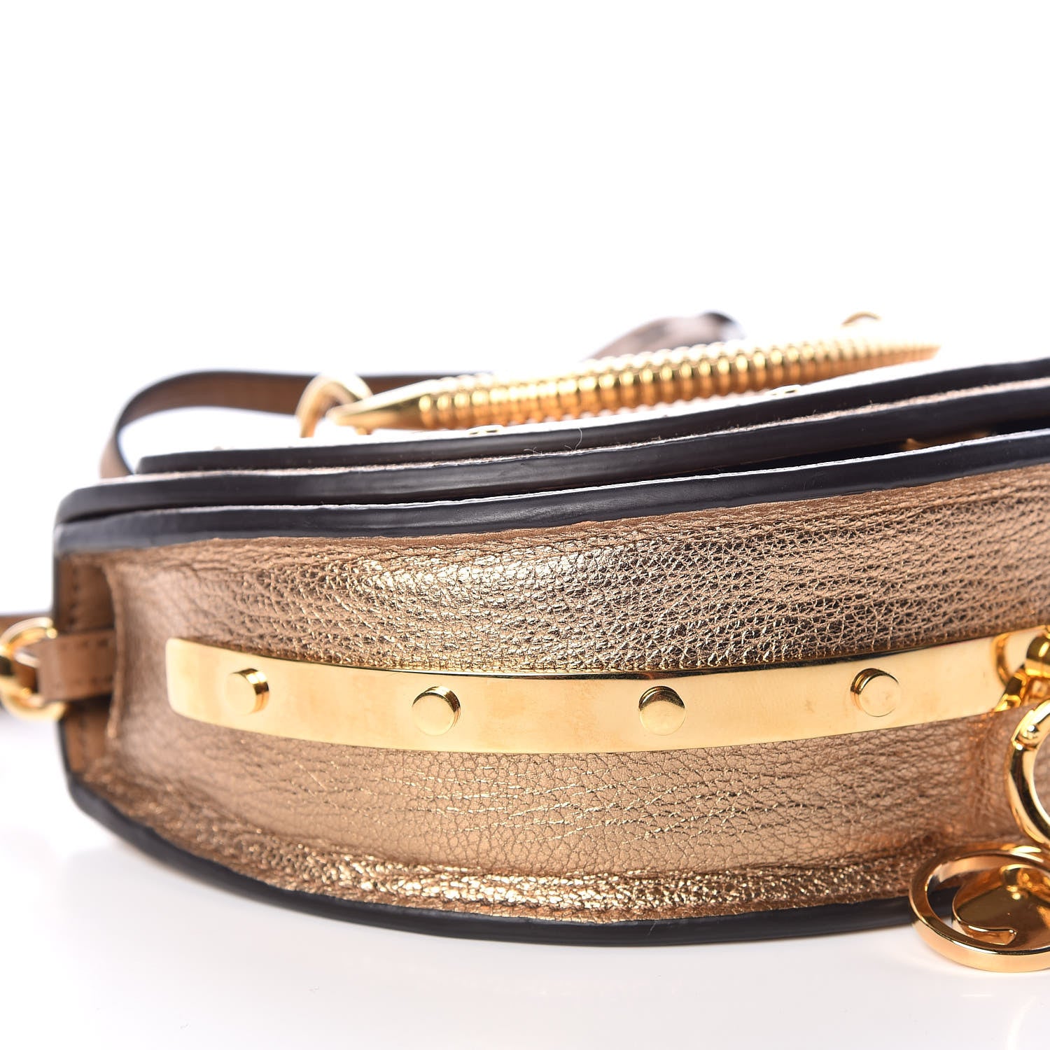Chloe Metallic Calfskin Small Nile Bracelet Minaudiere Bag Gold 5 of 10