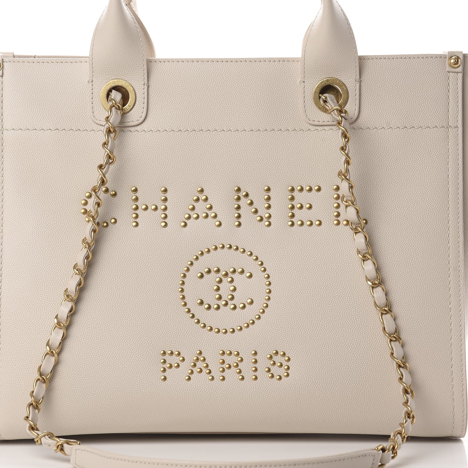 Chanel Caviar Small Studded Deauville Tote Ivory 8 of 10