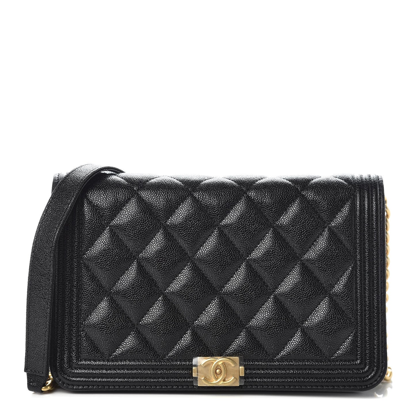 Caviar Quilted Boy Wallet On Chain WOC Black