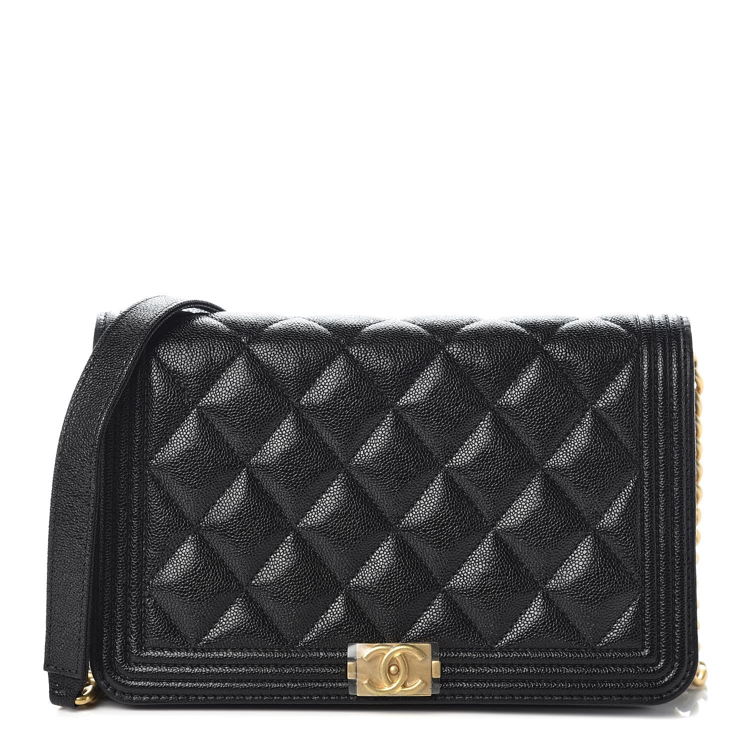 Chanel Caviar Quilted Boy Wallet On Chain WOC Black 1 of 11