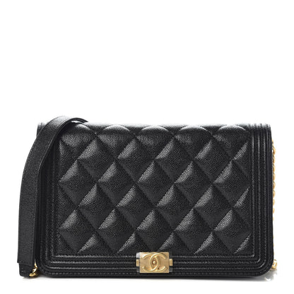 Chanel Caviar Quilted Boy Wallet On Chain WOC Black 1 of 11