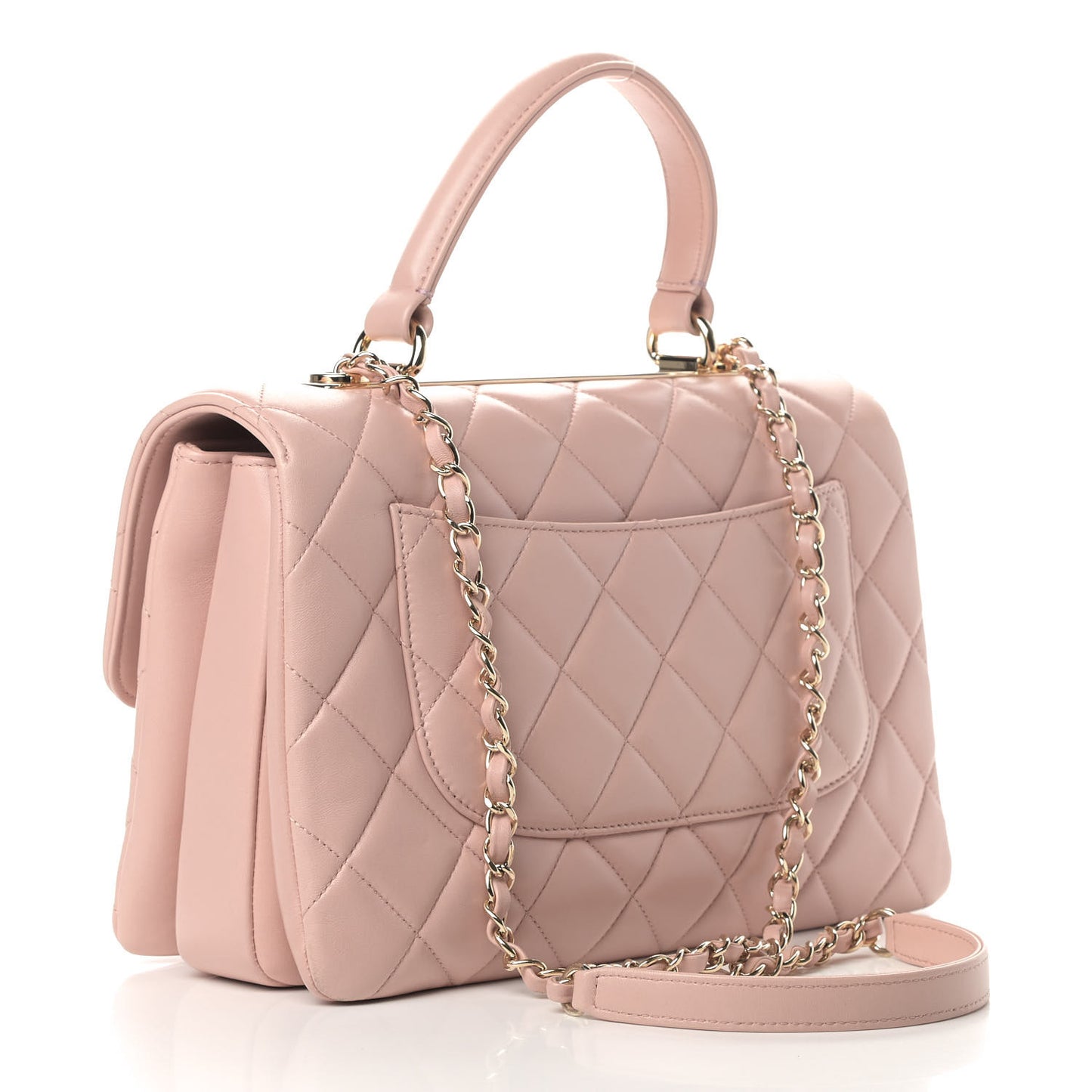 Lambskin Quilted Medium Trendy CC Flap Dual Handle Bag Pink
