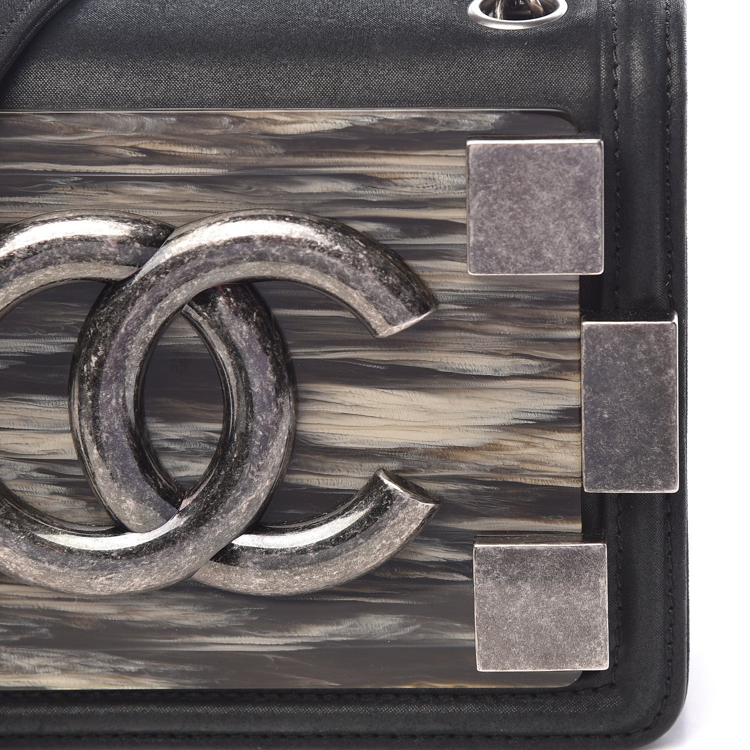 Chanel Iridescent Calfskin Marble Plexiglass Boy Brick Flap Grey 10 of 10