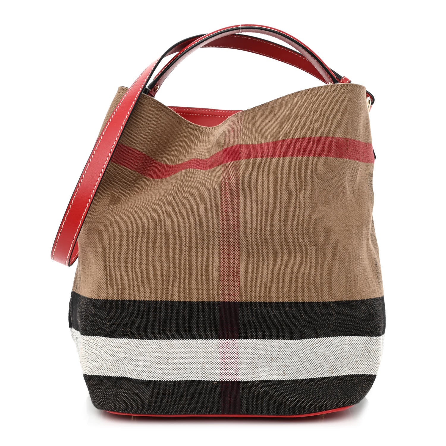 Burberry Canvas Mega Check Medium Ashby Hobo Cadmium Red 1 of 13
