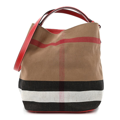 Burberry Canvas Mega Check Medium Ashby Hobo Cadmium Red 1 of 13