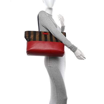 Fendi Pequin Cuoio Vegetale Medium Roll Tote Tobacco Rosso Blue 2 of 16