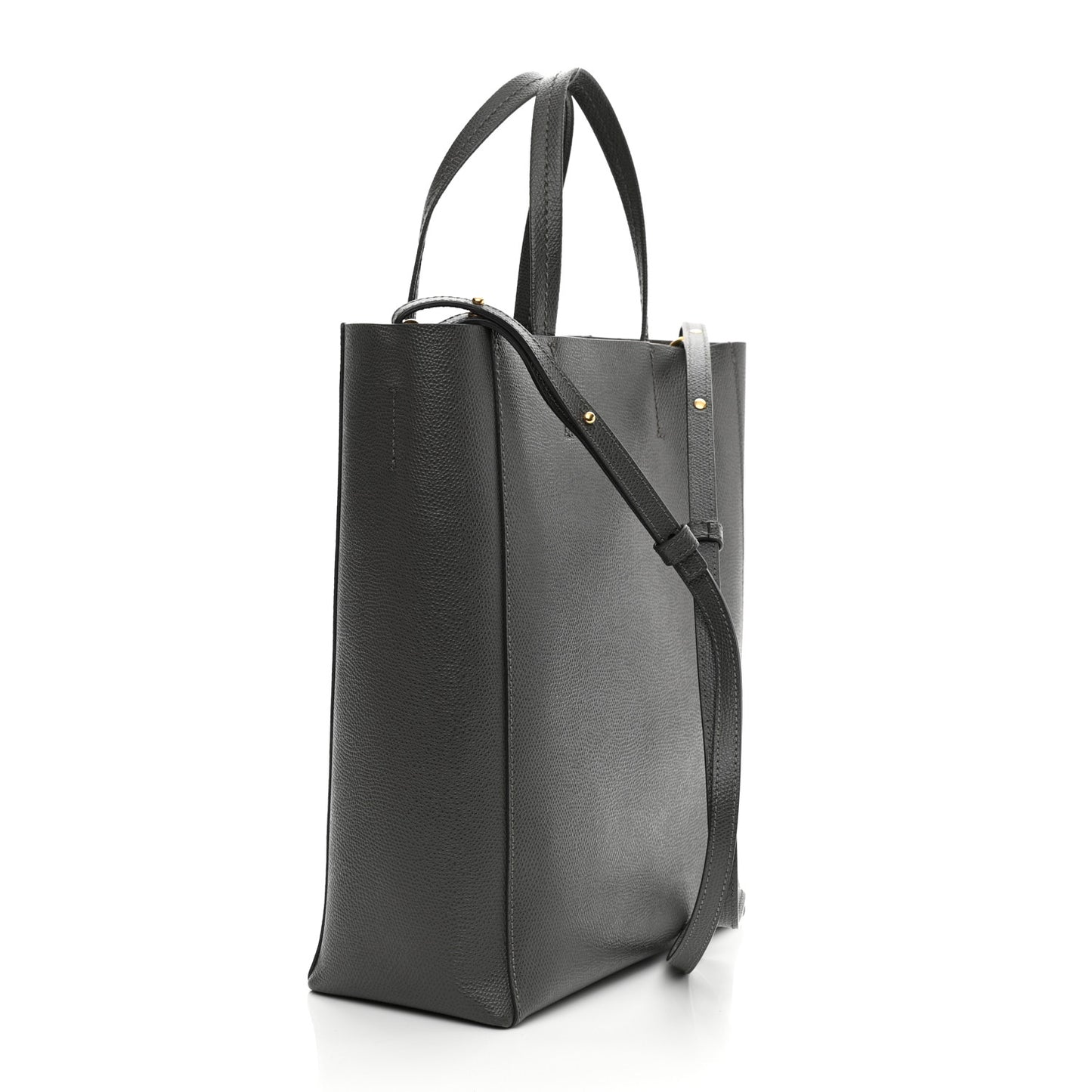 Grained Calfskin Small Vertical Cabas Grey
