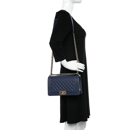 Chanel Caviar Quilted Medium Boy Flap Navy 2 of 10