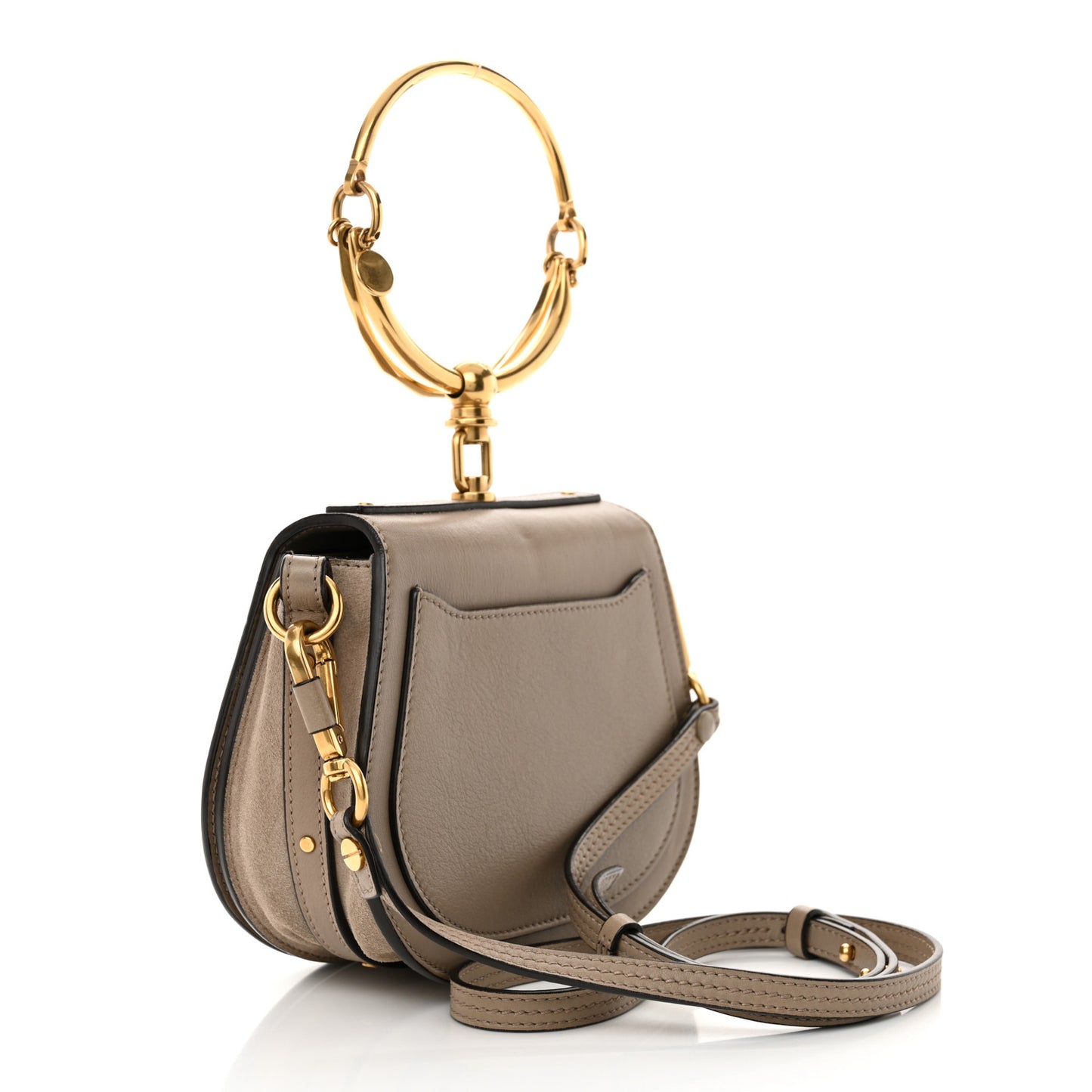 Calfskin Suede Small Nile Bracelet Bag Motty Grey