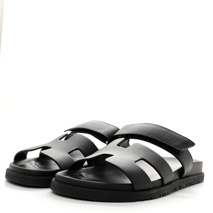 Hermes Calfskin Womens Chypre Sandals 41 Black 3 of 8