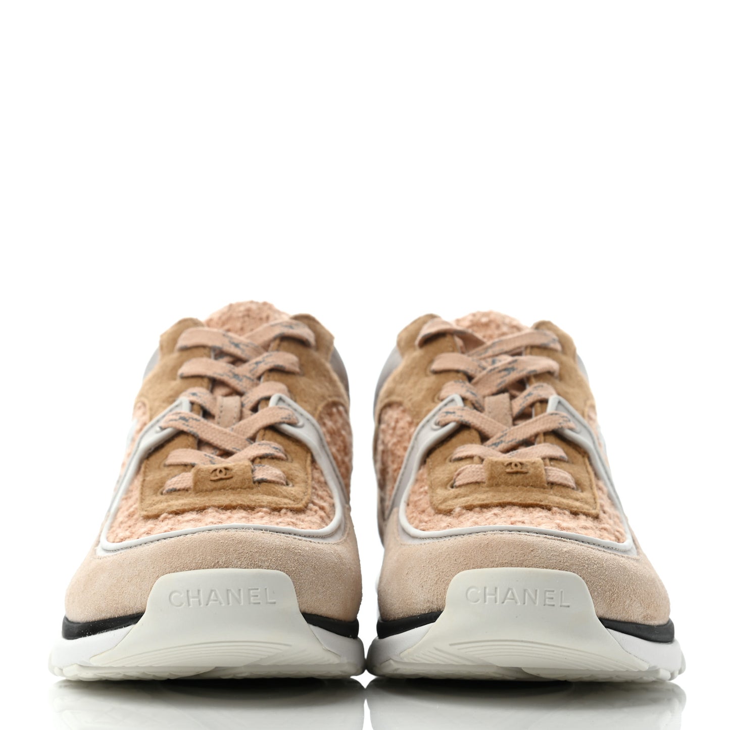 Suede Tweed Felt CC Sneakers 40.5 Beige