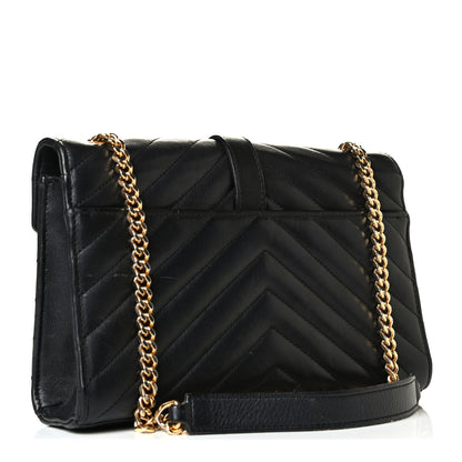Saint Laurent Lambskin Matelasse Chevron Small Monogram Satchel Black 2 of 7